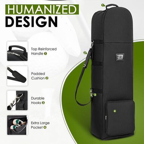 حقيبة سفر جولف ناعمة الجوانب مع أبازيم ثابتة، 1200D بوليستر أكسفورد عالي التحمل مقاوم للاهتراء، حقيبة سفر جولف قابلة للطي والمحمولة للخطوط الجوية ذات العجلات in Kuwait