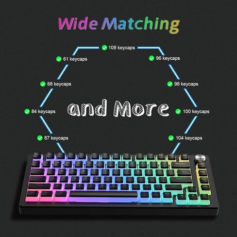 XVX Pudding Keycaps, PBT Keycaps 165 Keys Set Custom Keycap Set, Shine Through Keycaps OEM Profile, Universal Compatiability for 100%, 75%, 65%, 60% Keyboard - White in Saudi Arabia