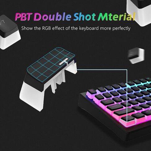 XVX Pudding Keycaps, PBT Keycaps 165 Keys Set Custom Keycap Set, Shine Through Keycaps OEM Profile, Universal Compatiability for 100%, 75%, 65%, 60% Keyboard - White in Saudi Arabia