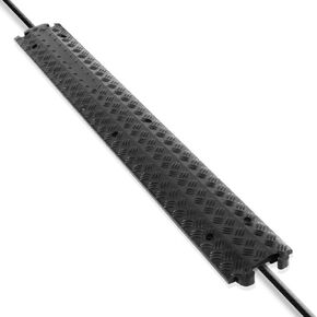 Pyle 80 Inch Double Ramp Rubber Floor Cord Concealer -1 Channel Heavy Duty Cable Protector Wire/Hose Hider Driveway Protective Covering Armor (Pack of 2)