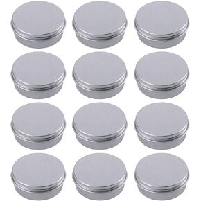 4 Ounce Aluminum Tin Jar Refillable Containers 120 ml Aluminum Screw Lid Round Tin Container Bottle for Cosmetic,Lip Balm, Cream, 12 Pack.