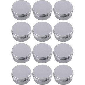 4 Ounce Aluminum Tin Jar Refillable Containers 120 ml Aluminum Screw Lid Round Tin Container Bottle for Cosmetic,Lip Balm, Cream, 12 Pack.