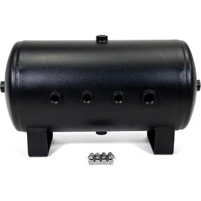 HornBlasters USA Made 5 Gallon 8 Port Black Steel Air Tank
