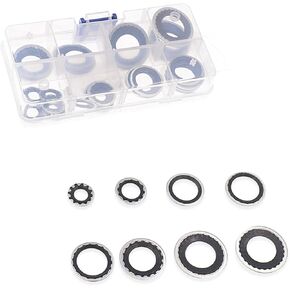 30 PCS Car A/C Seal Gasket Assortment Kit, Waterproof Durable Metal Vehicle Compressor Port Seal Washer, Universal Automotive Self-centered Accessories for Car SUV Truck (Black)