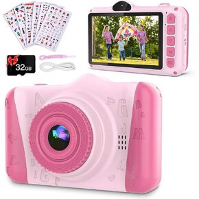 Coolwill Kids Camera No Games, Kids Gift Toy 12MP 1080P FHD Digital Camera with 3.5 inch Large Screen & 8X Digital Zoom, Kids Selfie Camera Come with 32G TF Card