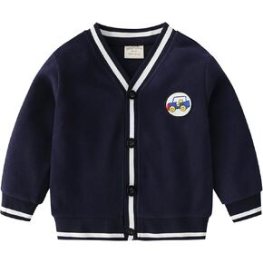 Baby Boy Long Sleeve Cardigan Toddler V-Neck Outerwear Infant Fall Winter Coat Boy Knit Cardigan Sweater for 1-6 Years