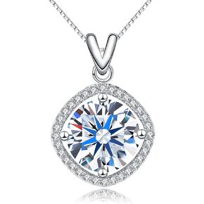 cardsgamesvs Moissanite Pendant Necklace 5CT 18K White Gold Plated silver Necklace with Moissanite Diamond D Color Ideal Cut Diamond Necklace for Women Gift for Girlfriend Women Mom