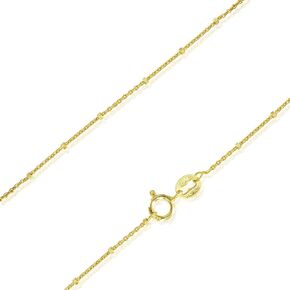 SEA OF ICE 925 Sterling Silver 1mm Diamond-Cut Bead Station Rolo Chain Anklet For Women, Size 9", 10" and 11"