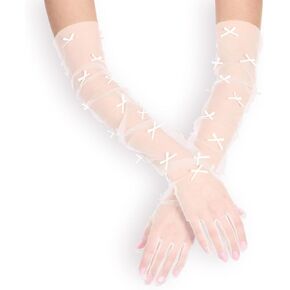 xo, Fetti Sheer Mini Satin Bow Opera Gloves | Tying the Knot Bow Bachelorette, Birthday Girl Accessory, Engaged Bridal Outfit, Coquette Party Decorations, Cute Festival Supplies, Halloween Costume