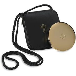 Gold Finish Pyx with Leather Burse