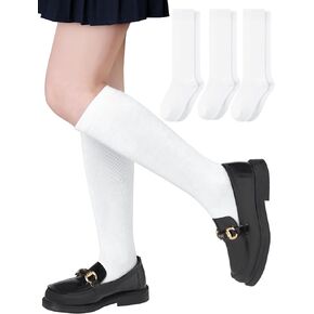 3 Pairs Girls Knee High Socks Girls School Uniform Socks Kids Seamless Long Socks Toddler Knee Socks for Girls Boys