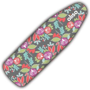 oliso Ironing Board Cover, Durable 100% Cotton Lined with Professional Grade Felt pad - Fits Standard 54" x 15" Boards, a Wide Elastic Edge, Two Adjustable Straps for a Secure, Smooth fit (Floral)