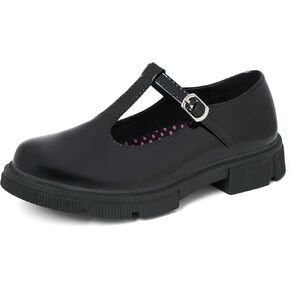 JABASIC Girls School Uniform Dress Shoes T-Strap Mary Jane Flats