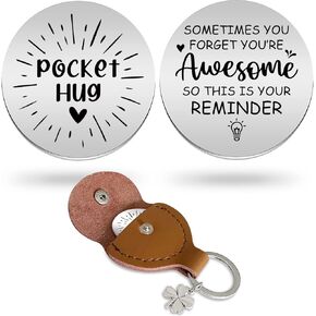 Advivio You are Not Alone Engraved Stainless Steel Pocket Double Sided Message Token with PU Leather Keychain. Gift for Friends Boyfriend Girlfriend Daughter Son.