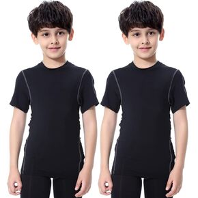 Youth Boys Compression Shirt Short Sleeve Football Undershirt for Kid Quick Dry Athletic Baseball T-Shirt Base Layer