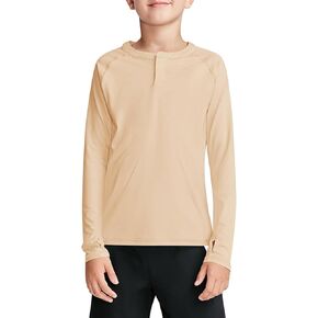 Boys Long Sleeve Thumb Hole Athletic Shirts Kids Dry Fit Henley Tshirts Tops Tees 5-14 Years