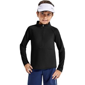 Haloumoning Boys Quarter Zip Sweatshirt Long Sleeve Athletic Pullover for Kids Workout Tops 5-14 Years
