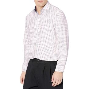 Suslo Couture Azaro Uomo Men's Wrinkle-free Modern Fit Geometric Prints Long Sleeve Shirts