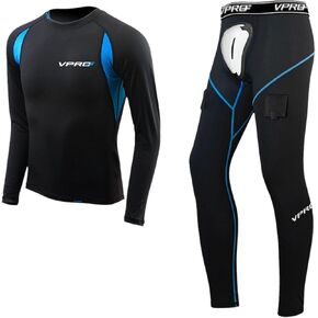 VPRO Hockey Compression Shirt & Pants with Athletic Cup & Sock Tabs for Men & Boys, JR, SR