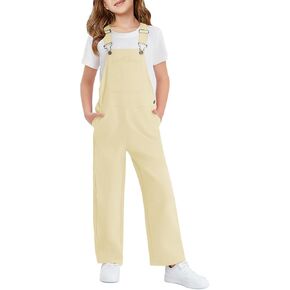 Haloumoning Girls Boys Overalls Adjustable Strap Loose Fit Jumpsuits Casual Bib Overalls 5-14 Years