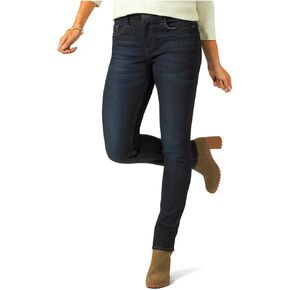 Lee Riders Women's Midrise Skinny Jeans with Premium Stretch Fabric (Blackened Denim Wash)