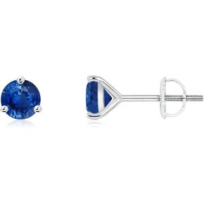 ANGARA Natural Blue Sapphire Solitaire Stud Earrings for Women, Girls in 14K White Gold (Grade-A | Gemstone Size-5mm) | September Birthstone Jewelry Gift for Her | Birthday | Wedding | Anniversary