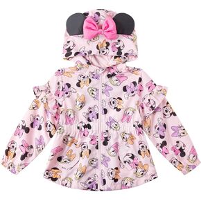 Disney Minnie Mouse Girls Water Resistant Windbreaker Jacket with Ears for Toddler Kids