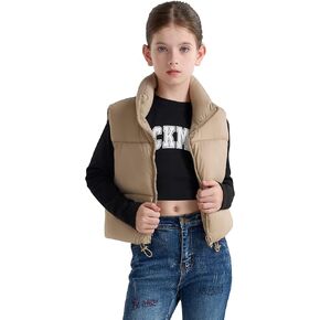 SOLOCOTE Girls Puffy Vest Coat Water-Resistant Warm Winter Sleeveless Kids Jacket for 4-14 Years