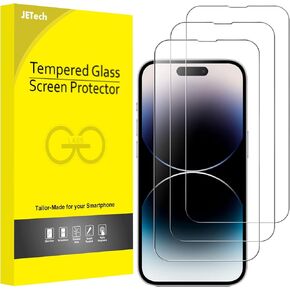 JETech Full Coverage Screen Protector for iPhone 14 Pro 6.1-Inch, 9H Tempered Glass Film Case-Friendly, HD Clear, 3-Pack