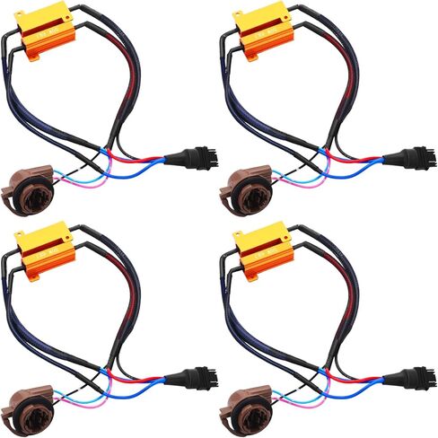4 قطع 3157 مجموعة مقاومات LED 50 وات 6 أوم مجموعة مقاومة الوميض لإصلاح إشارة LED ضوء الضجيج فلاش/رمز الخطأ LED المقاوم بدوره إشارة ملحقات السيارة العالمية لمصابيح LED الأمامية in Kuwait