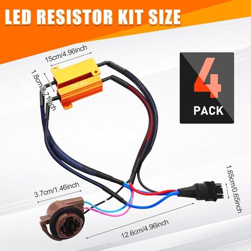 4 قطع 3157 مجموعة مقاومات LED 50 وات 6 أوم مجموعة مقاومة الوميض لإصلاح إشارة LED ضوء الضجيج فلاش/رمز الخطأ LED المقاوم بدوره إشارة ملحقات السيارة العالمية لمصابيح LED الأمامية in Kuwait