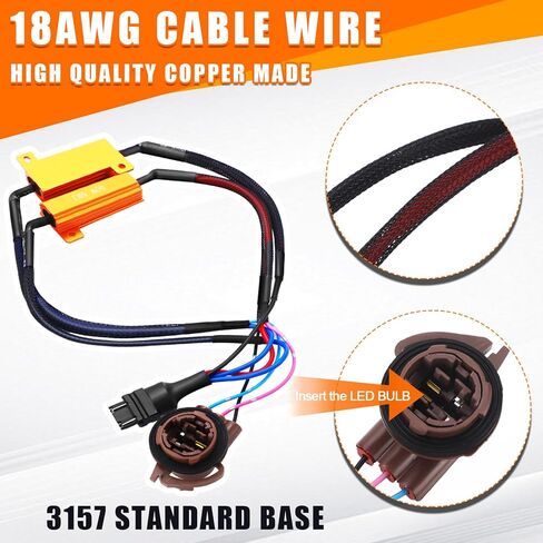 4 قطع 3157 مجموعة مقاومات LED 50 وات 6 أوم مجموعة مقاومة الوميض لإصلاح إشارة LED ضوء الضجيج فلاش/رمز الخطأ LED المقاوم بدوره إشارة ملحقات السيارة العالمية لمصابيح LED الأمامية in Kuwait