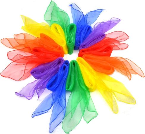 12pcs Square Juggling Silk Dance Scarves Magic Tricks Performance Props Accessories Movement Scarves Rhythm Band Scarf 24 by 24 Inches 6 Colors in Saudi Arabia