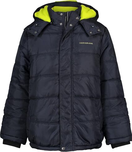 Calvin Klein Boys' Heavy Weight Hooded Legacy Bubble Jacket with Polar Fleece Lining in Saudi Arabia