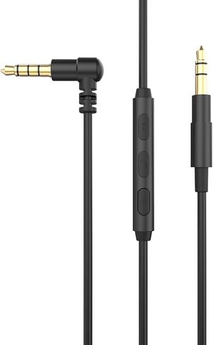 كابل بديل لسماعات الرأس Cubilux بزاوية يمين 3.5 مم إلى 3.5 مم مع ميكروفون متوافق مع Sony WH-1000XM5/4/3/2 WH-XB910N/900N WH-CH910N/710N MDR-XB950BT/B1/N1، Beats Solo 3/2 Studio 3/2، 4 قدم in Kuwait