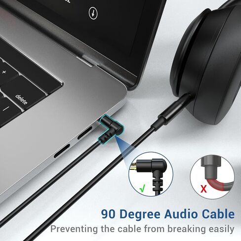 كابل بديل لسماعات الرأس Cubilux بزاوية يمين 3.5 مم إلى 3.5 مم مع ميكروفون متوافق مع Sony WH-1000XM5/4/3/2 WH-XB910N/900N WH-CH910N/710N MDR-XB950BT/B1/N1، Beats Solo 3/2 Studio 3/2، 4 قدم in Kuwait