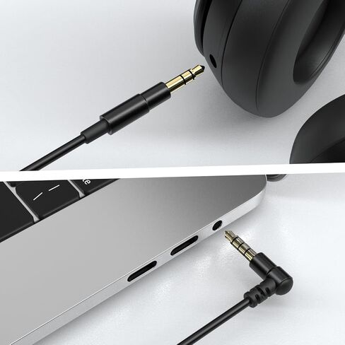 كابل بديل لسماعات الرأس Cubilux بزاوية يمين 3.5 مم إلى 3.5 مم مع ميكروفون متوافق مع Sony WH-1000XM5/4/3/2 WH-XB910N/900N WH-CH910N/710N MDR-XB950BT/B1/N1، Beats Solo 3/2 Studio 3/2، 4 قدم in Kuwait