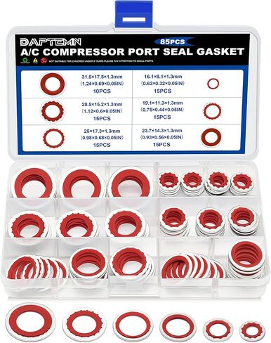 85PCS A/C Compressor Bonded Seal Washers Assortment Kit, 6 Sizes Air Conditioning Compressor Port Gasket Repairs Universal Automotive Self-Centered Washers (ID: 8mm-17.5mm) in Saudi Arabia