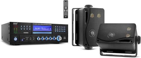 Pyle 1000W 4-Channel Audio Receiver Amplifier DVD Player-Bluetooth Compatible, FM Radio, CD, USB, 7 Inputs, Echo for Karaoke, LED Display, Powerful Speaker Amplifier, Remote Control in Kuwait