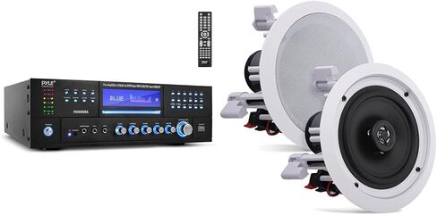 Pyle 1000W 4-Channel Audio Receiver Amplifier DVD Player-Bluetooth Compatible, FM Radio, CD, USB, 7 Inputs, Echo for Karaoke, LED Display, Powerful Speaker Amplifier, Remote Control in Kuwait