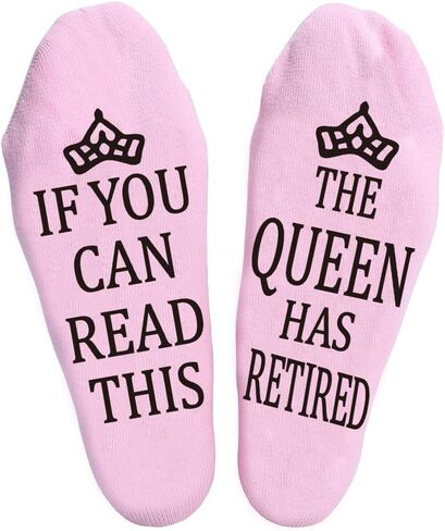 If You Can Read This The Queen Has Retired Funny Full Length Lounge Socks Happy Retirement Gifts For Women Socks in Kuwait