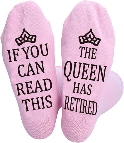 If You Can Read This The Queen Has Retired Funny Full Length Lounge Socks Happy Retirement Gifts For Women Socks in Kuwait