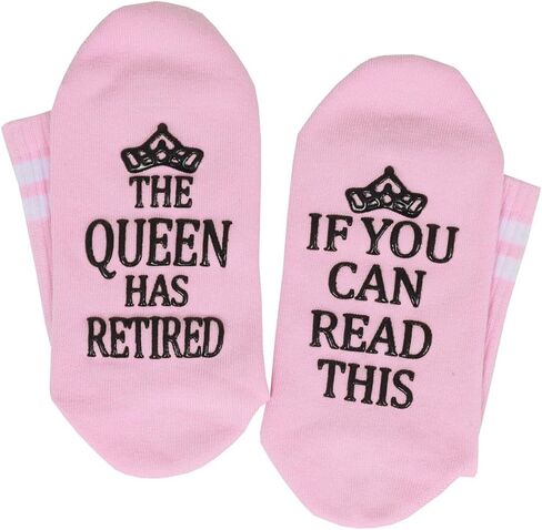 If You Can Read This The Queen Has Retired Funny Full Length Lounge Socks Happy Retirement Gifts For Women Socks in Kuwait