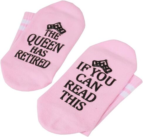 If You Can Read This The Queen Has Retired Funny Full Length Lounge Socks Happy Retirement Gifts For Women Socks in Kuwait
