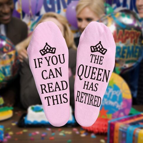 If You Can Read This The Queen Has Retired Funny Full Length Lounge Socks Happy Retirement Gifts For Women Socks in Kuwait
