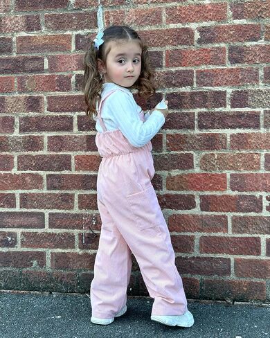 HINTINA Toddler Girl Cloth Long Sleeve Tee Corduroy Button Down Pinafore Overall Jumpsuit 2 Pieces Outfits in Saudi Arabia