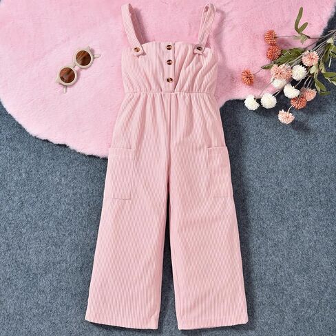 HINTINA Toddler Girl Cloth Long Sleeve Tee Corduroy Button Down Pinafore Overall Jumpsuit 2 Pieces Outfits in Saudi Arabia