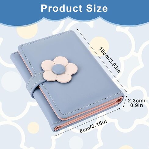 Cute Wallet for Girls Blue Wallet PU Leather Tri-folded Small Wallet Flower Wallet Cash Pocket Flowers Print Card Holder Coin Purse with ID Window Fashion Aesthetic Wallet for Teen Girls Women in Saudi Arabia
