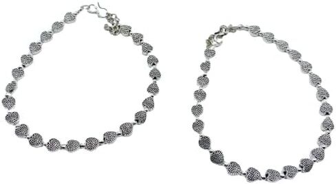 ANDYWARS FASHION Ethnic Pearl Oxidized Silver Anklets for Women and Girls, Pearl Payal, Ankel, Affordable Anklets, Body Jewelry, Trending Anklets, Indian Jewelry Anklets in Saudi Arabia
