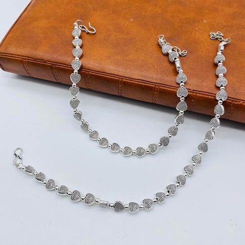 ANDYWARS FASHION Ethnic Pearl Oxidized Silver Anklets for Women and Girls, Pearl Payal, Ankel, Affordable Anklets, Body Jewelry, Trending Anklets, Indian Jewelry Anklets in Saudi Arabia